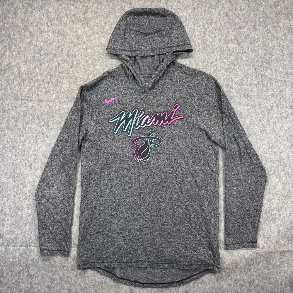 Nike Miami Heat City Edition Hoodie Sweatshirt Men's‎ Medium Gray Stretch NFL